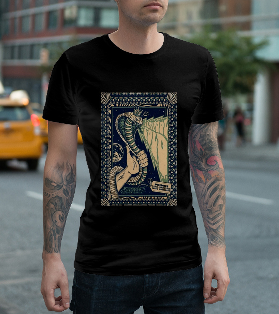Primus June 17 2023 Walmart Arkansas Amphitheater Clapool Lennon Delirium Frog Brigade Concert Snake Earth T-Shirt
