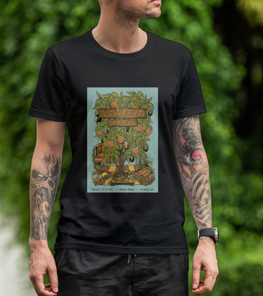VinylCon Atlanta August 29 30 2026 Yaarab Shrine Georgia Peach Tree Records T-Shirt