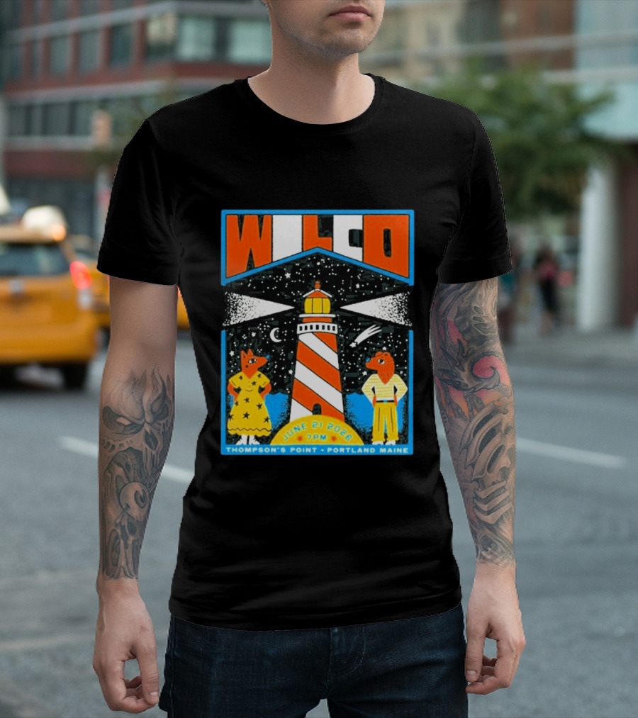 Wilco June 21 2026 Thompson's Point Portland Maine Lighthouse Concert Tour T-Shirt
