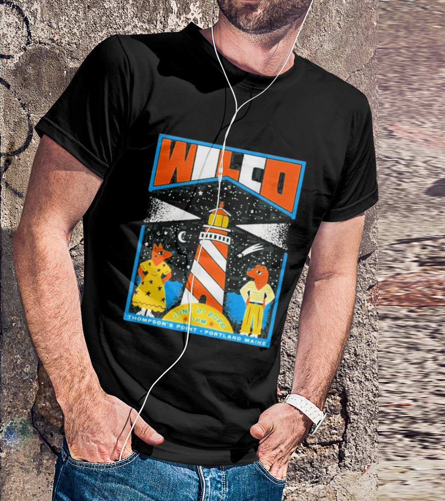 Wilco June 21 2026 Thompson's Point Portland Maine Lighthouse Concert Tour T-Shirt