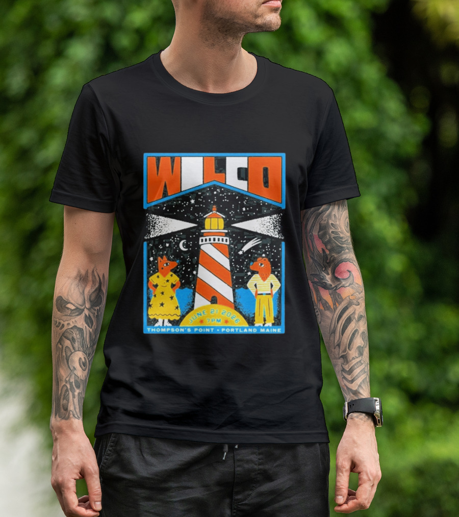 Wilco June 21 2026 Thompson's Point Portland Maine Lighthouse Concert Tour T-Shirt