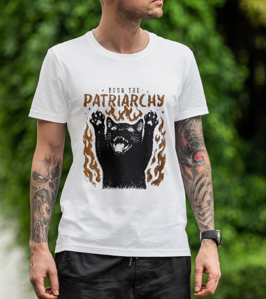 Burn The Patriarchy Feminism Cat Empowerment T-Shirt