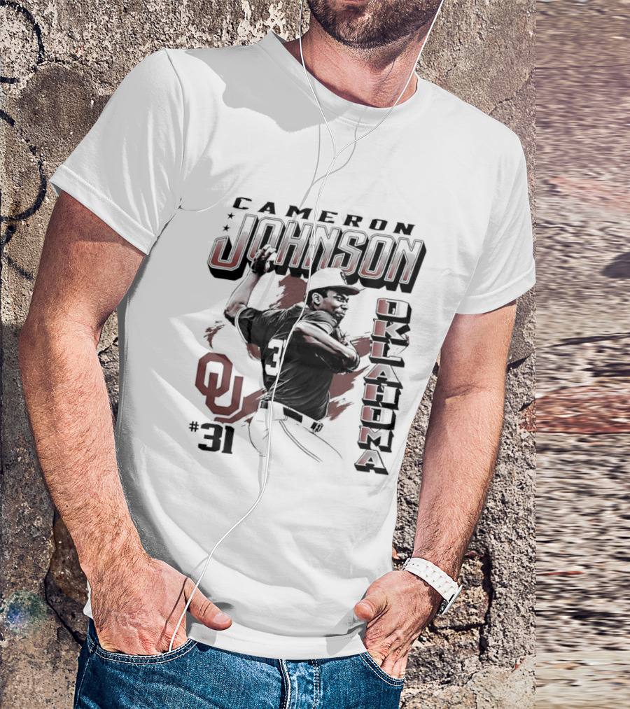 Cameron Johnson 31 Oklahoma Sooners Pitcher OU Baseball T-Shirt