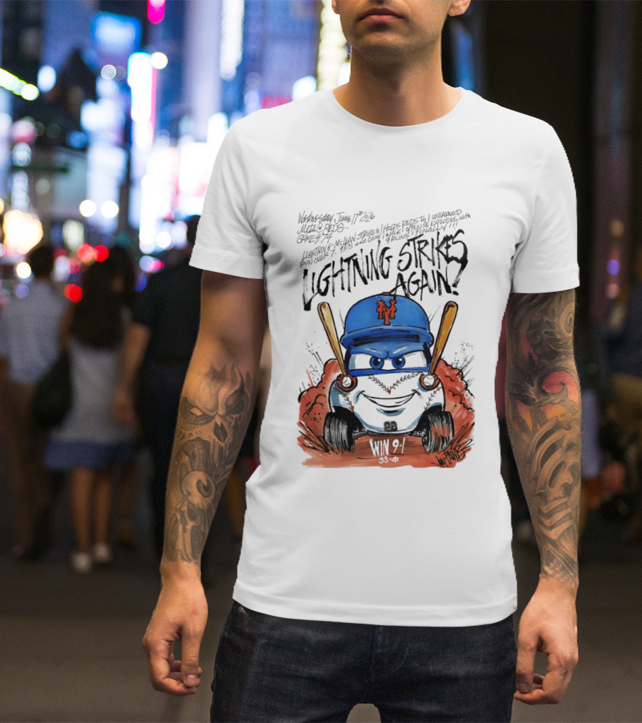 Mets Nolan McLean Baseball Lightning Strikes Again June 17 NYC T-Shirt