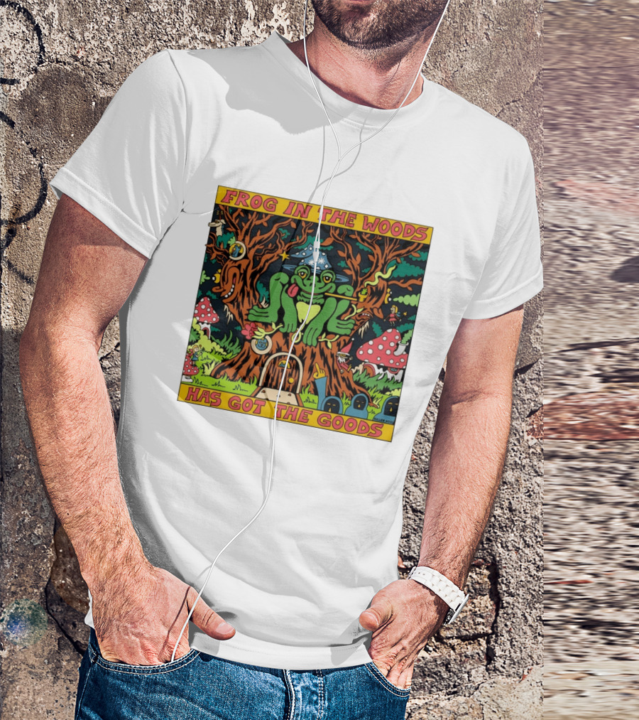 Frog In The Woods Has Got The Goods Killer Acid Psychedelic Forest Scene T-Shirt