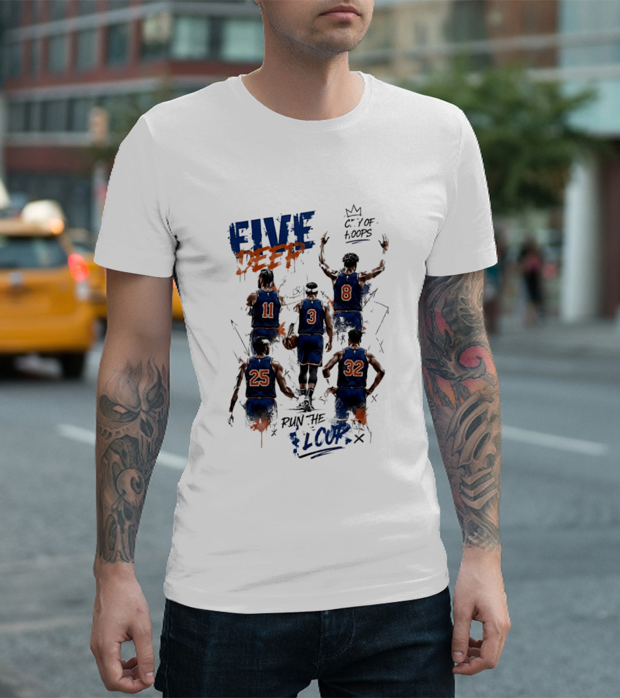 New York Knicks Five Deep City Of Hoops Run The Floor T-Shirt