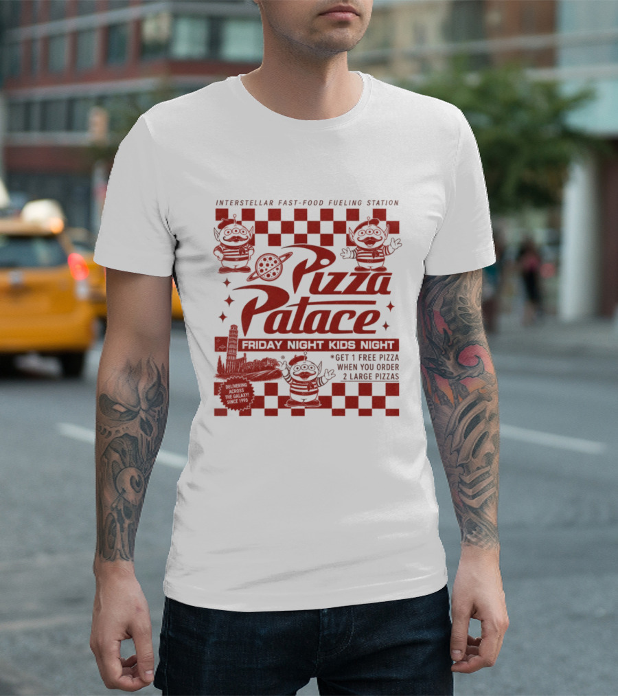 Pizza Palace Skeeball Fast Food Arcade Person Get 1 Free Pizza T-Shirt