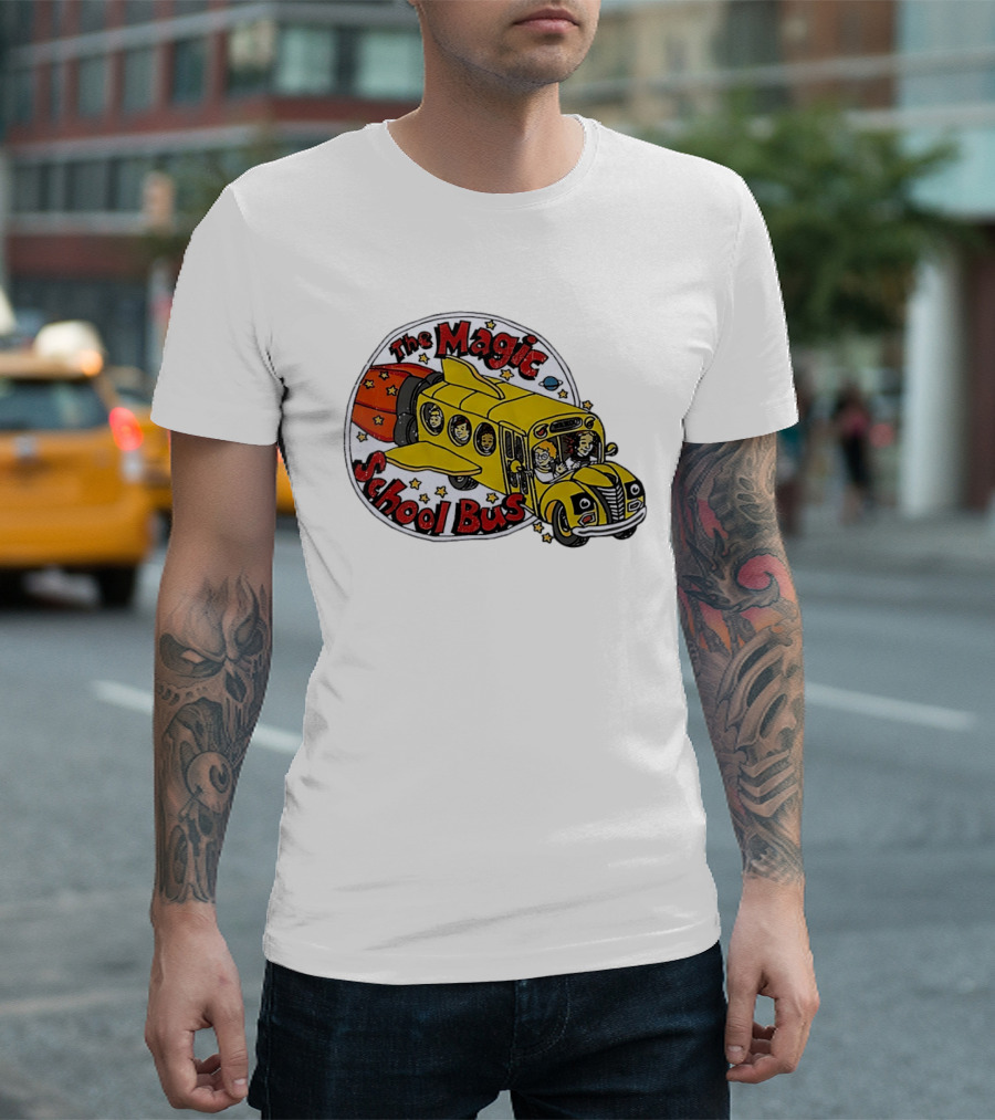 The Magic School Bus Ms Frizzle Arnold Class Characters Cartoon Rocket Bus T-Shirt
