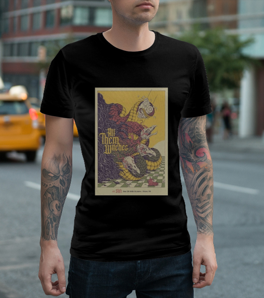 All Them Witches Slift June 29 2026 Olympia Paris FR Serpent Creature Checkerboard T-Shirt