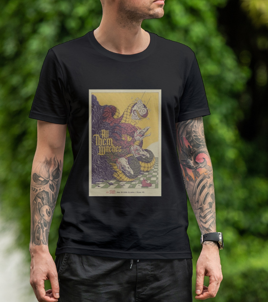 All Them Witches Slift June 29 2026 Olympia Paris FR Serpent Creature Checkerboard T-Shirt