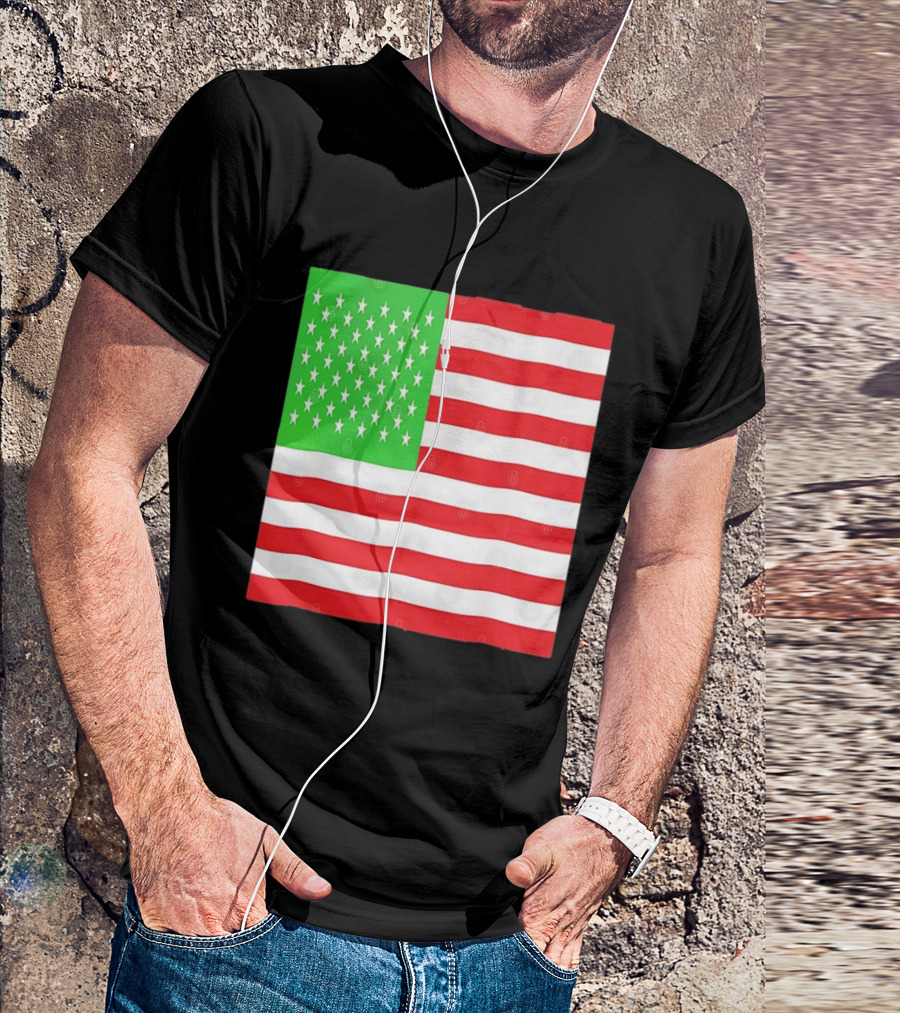 American Flag Green And Red Color Variant Stars And Stripes T-Shirt