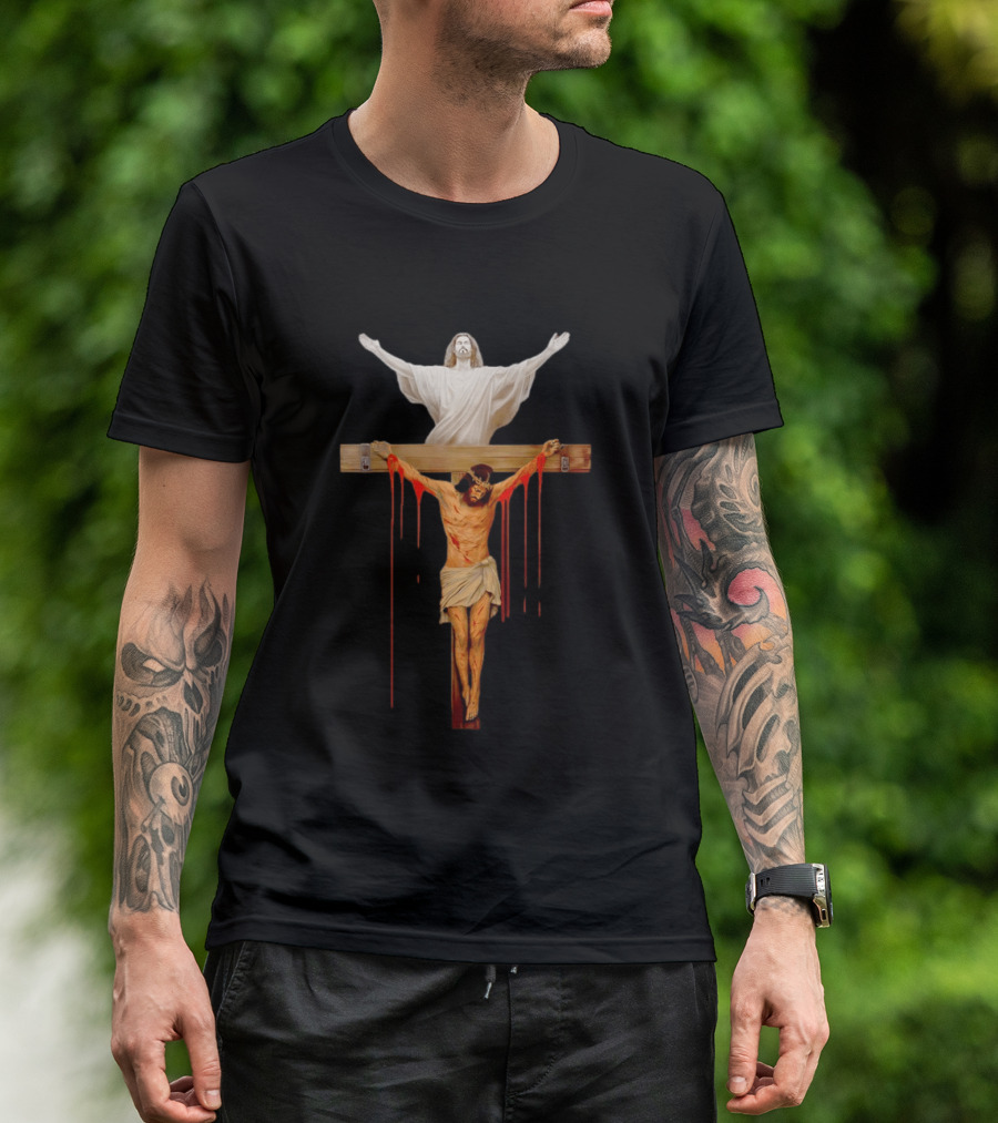 Jesus Christ Crucifixion Cross Resurrection Dual T-Shirt