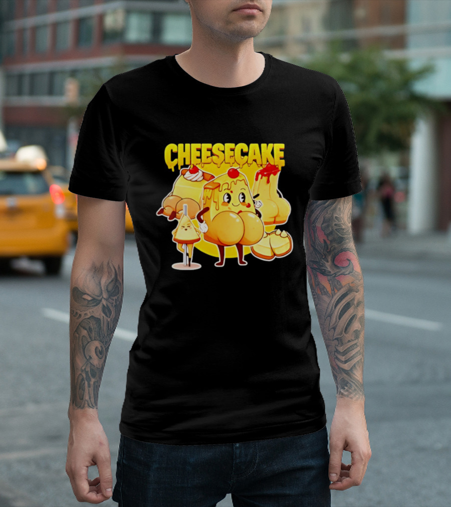 Cheesecake Delicious Cartoon Characters With Cherry And Whipped Cream T-Shirt