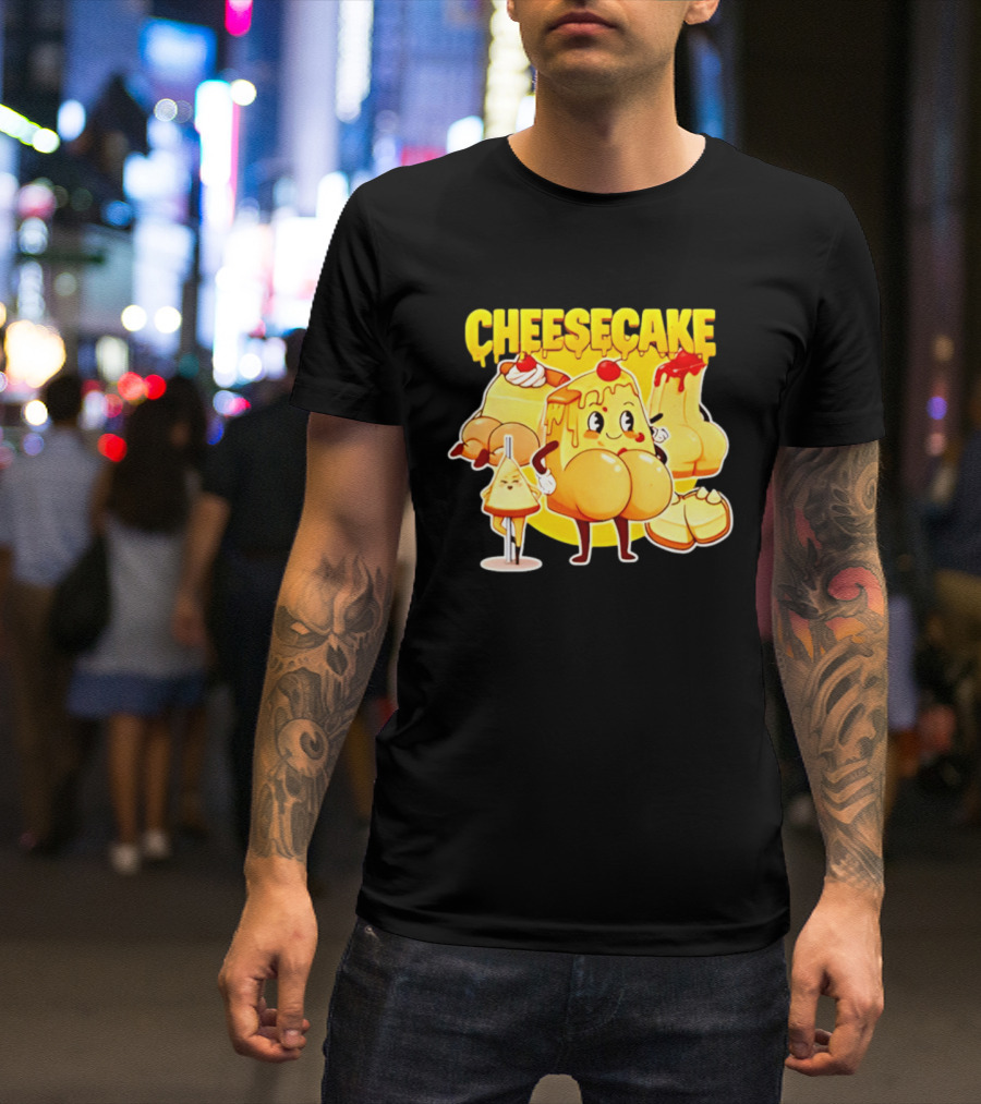 Cheesecake Delicious Cartoon Characters With Cherry And Whipped Cream T-Shirt