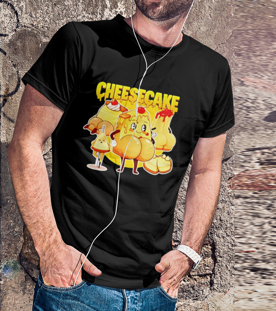Cheesecake Delicious Cartoon Characters With Cherry And Whipped Cream T-Shirt