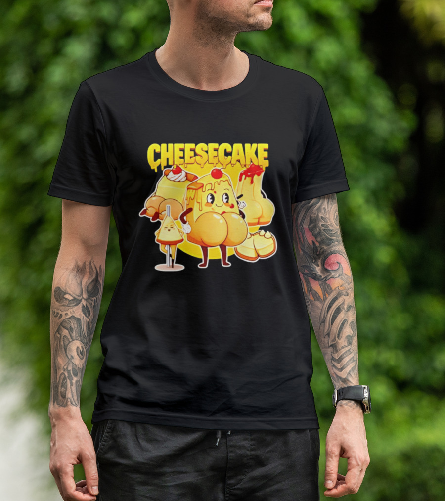 Cheesecake Delicious Cartoon Characters With Cherry And Whipped Cream T-Shirt