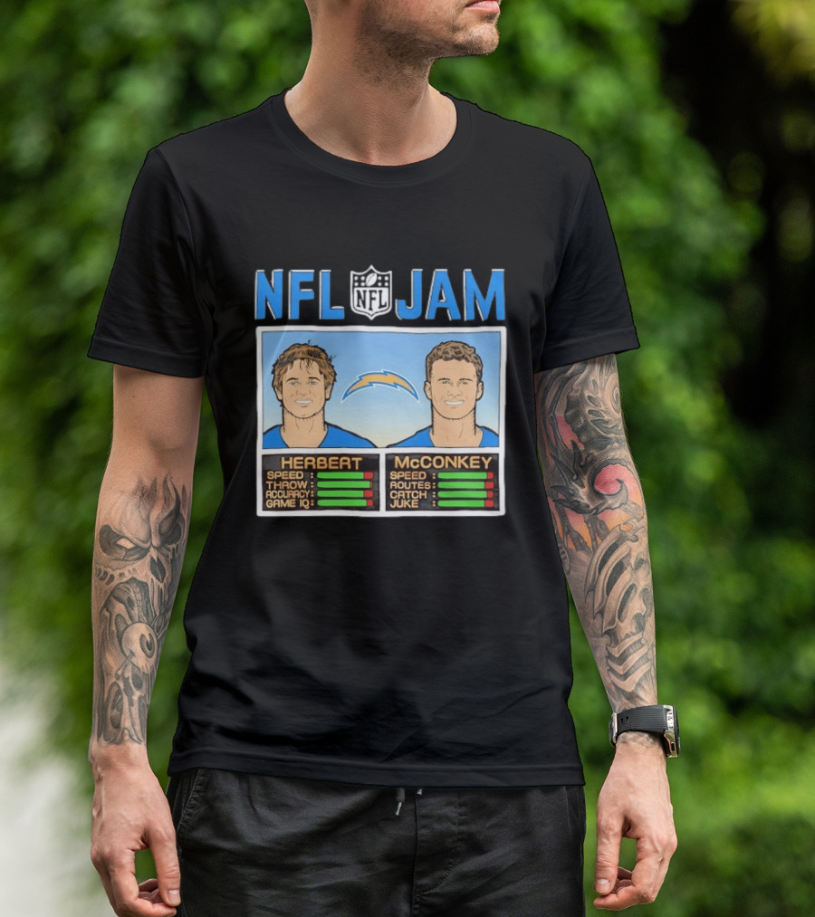 NFL Jam Herbert McConkey Los Angeles Chargers Football T-Shirt