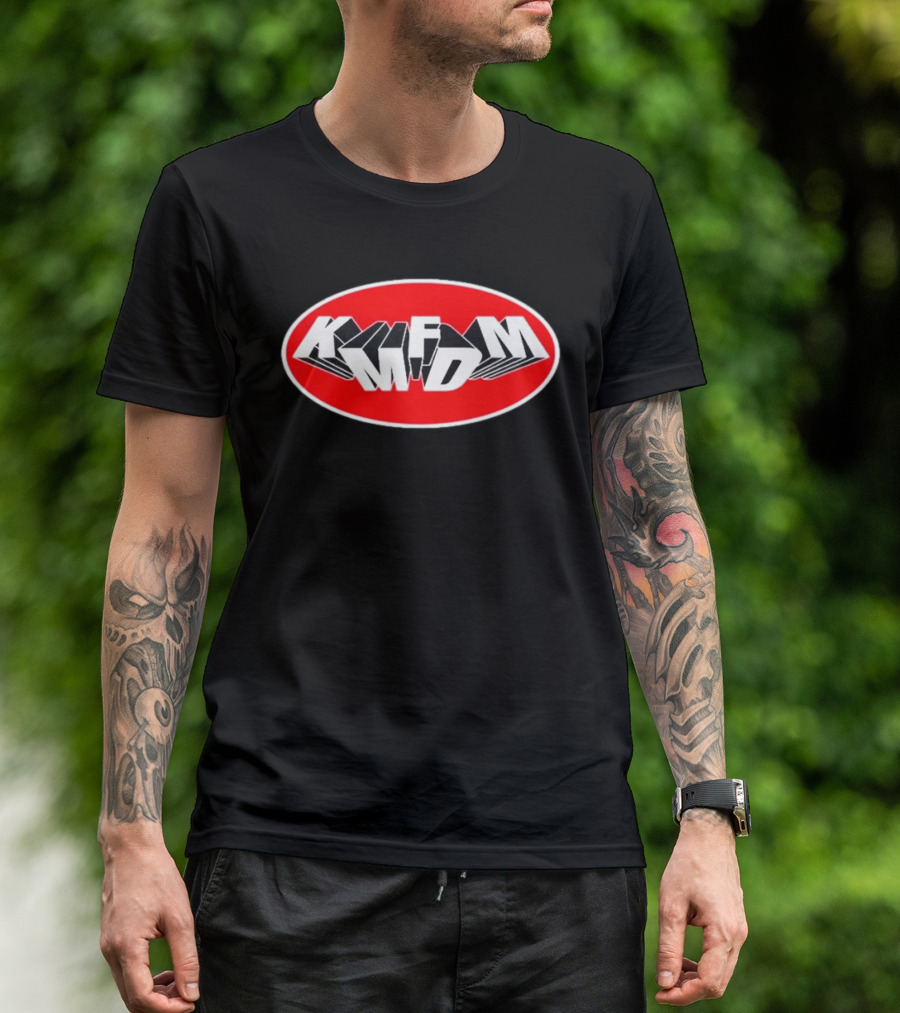 KMFDM Mass Shooting Bold Red Oval T-Shirt