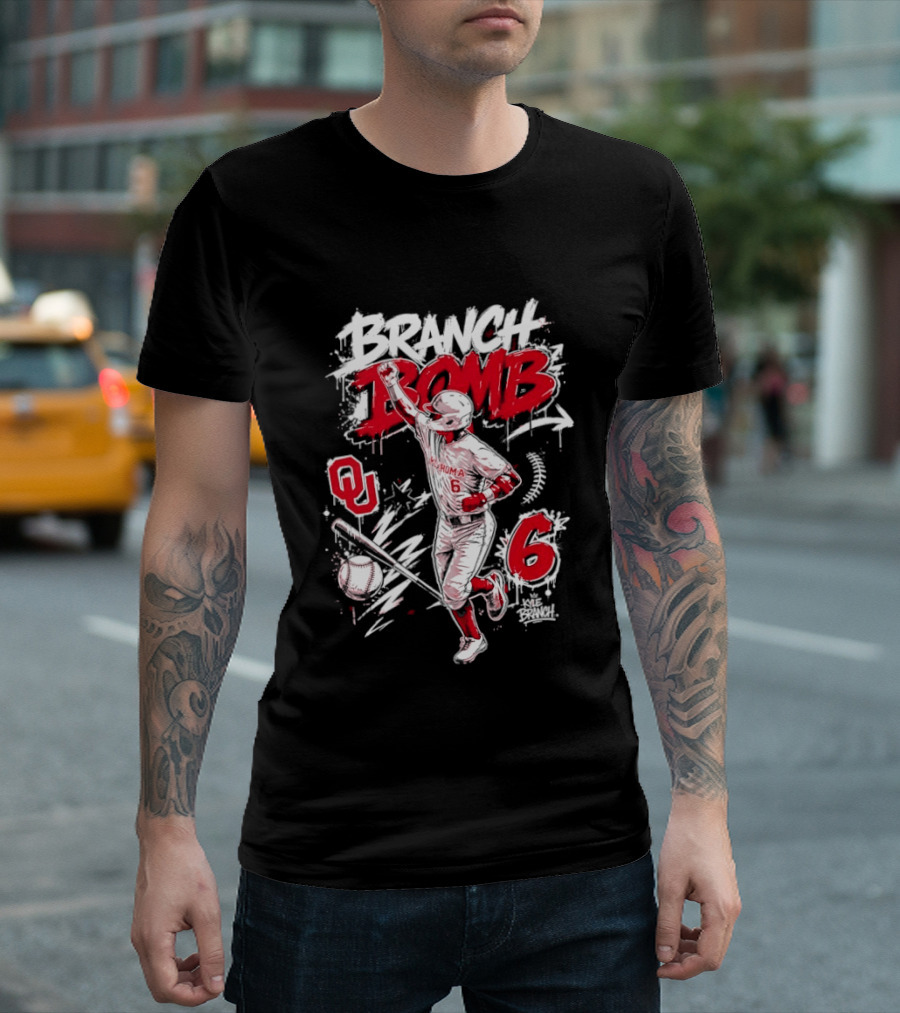 Branch Bomb Oklahoma Sooners 6 Baseball Graffiti T-Shirt