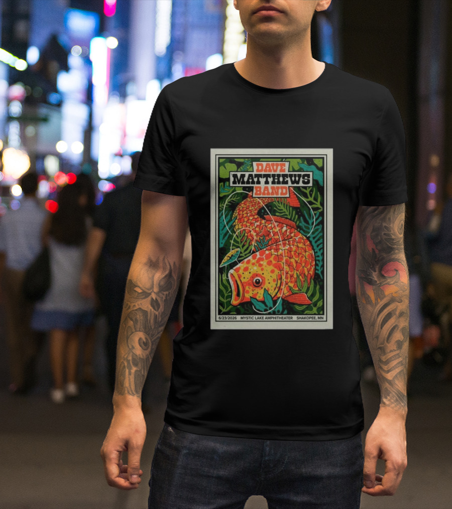 Dave Matthews Band Mystic Lake Amphitheater Shakopee MN June 23 2026 Fish And Leaf T-Shirt