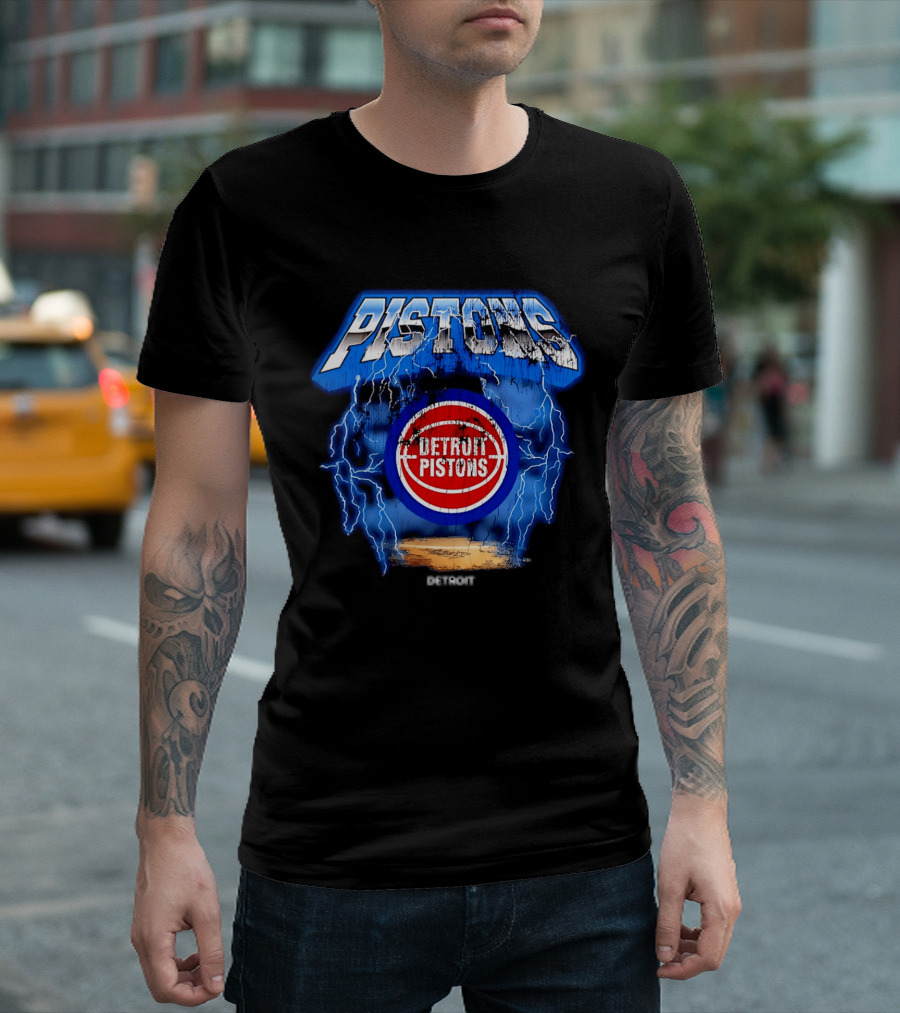 Detroit Pistons Lightning Effects Blue Electric Impact T-Shirt
