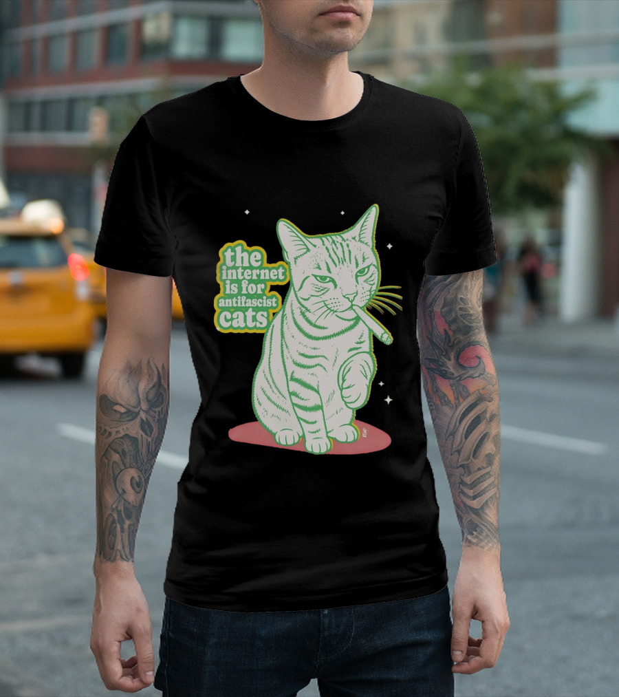 Antifascist Cats Internet Humor Smoky Cat Relaxation T-Shirt
