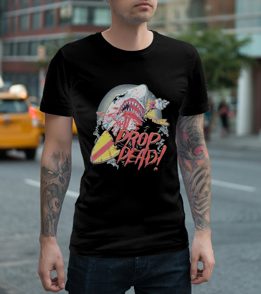 Drop Dead Shark Attack Surfboard T-Shirt