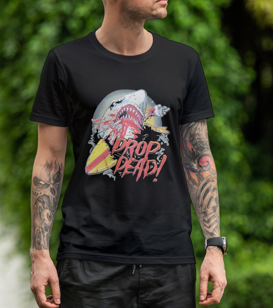 Drop Dead Shark Attack Surfboard T-Shirt