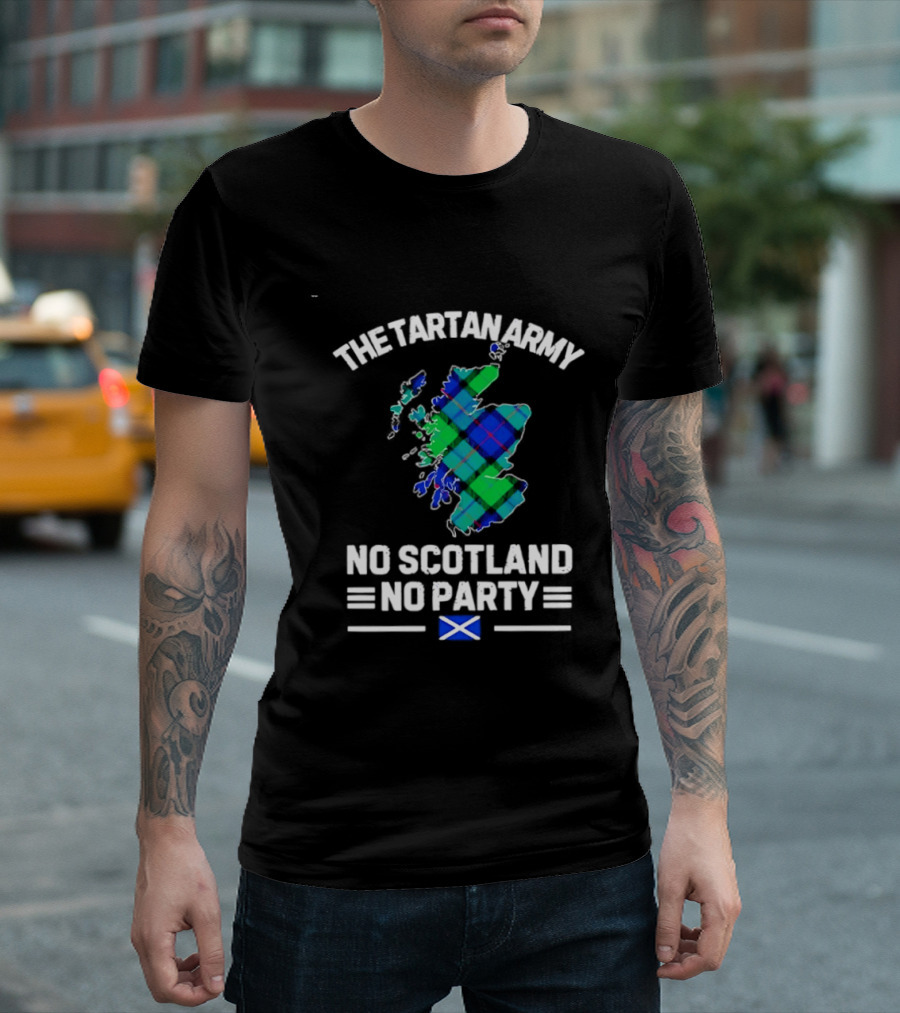 The Tartan Army No Scotland No Party Scottish Map Flag T-Shirt