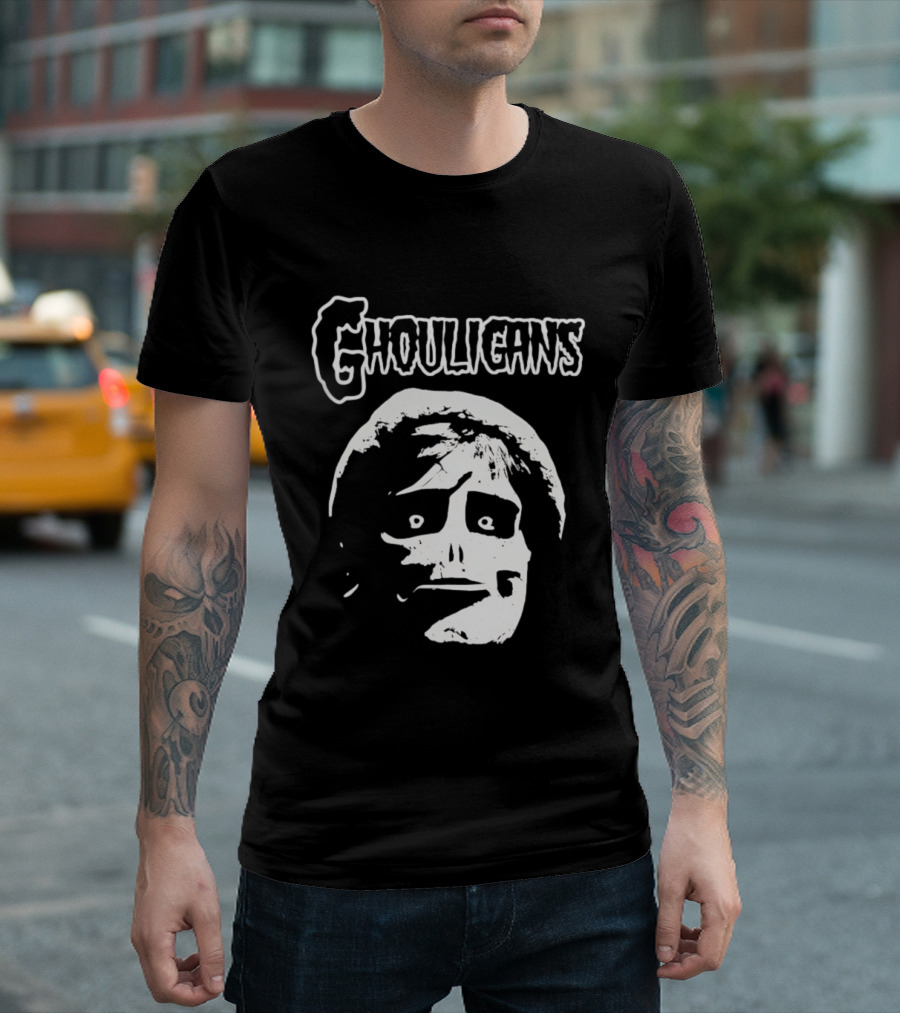 Ghouligans Classic Horror Punk Skull Face White T-Shirt