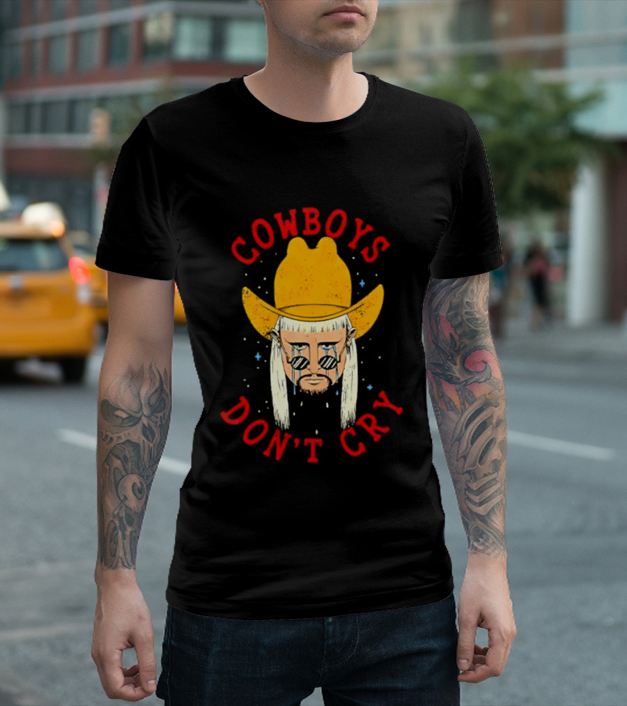 Oliver Tree Cowboys Don't Cry Large Yellow Hat Sad Face T-Shirt
