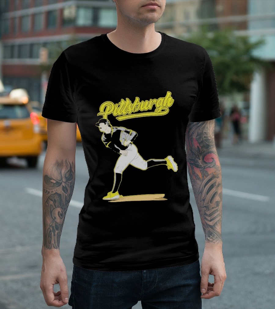 Pittsburgh Pirates Paul Skenes Baseball Player Throwing Action T-Shirt