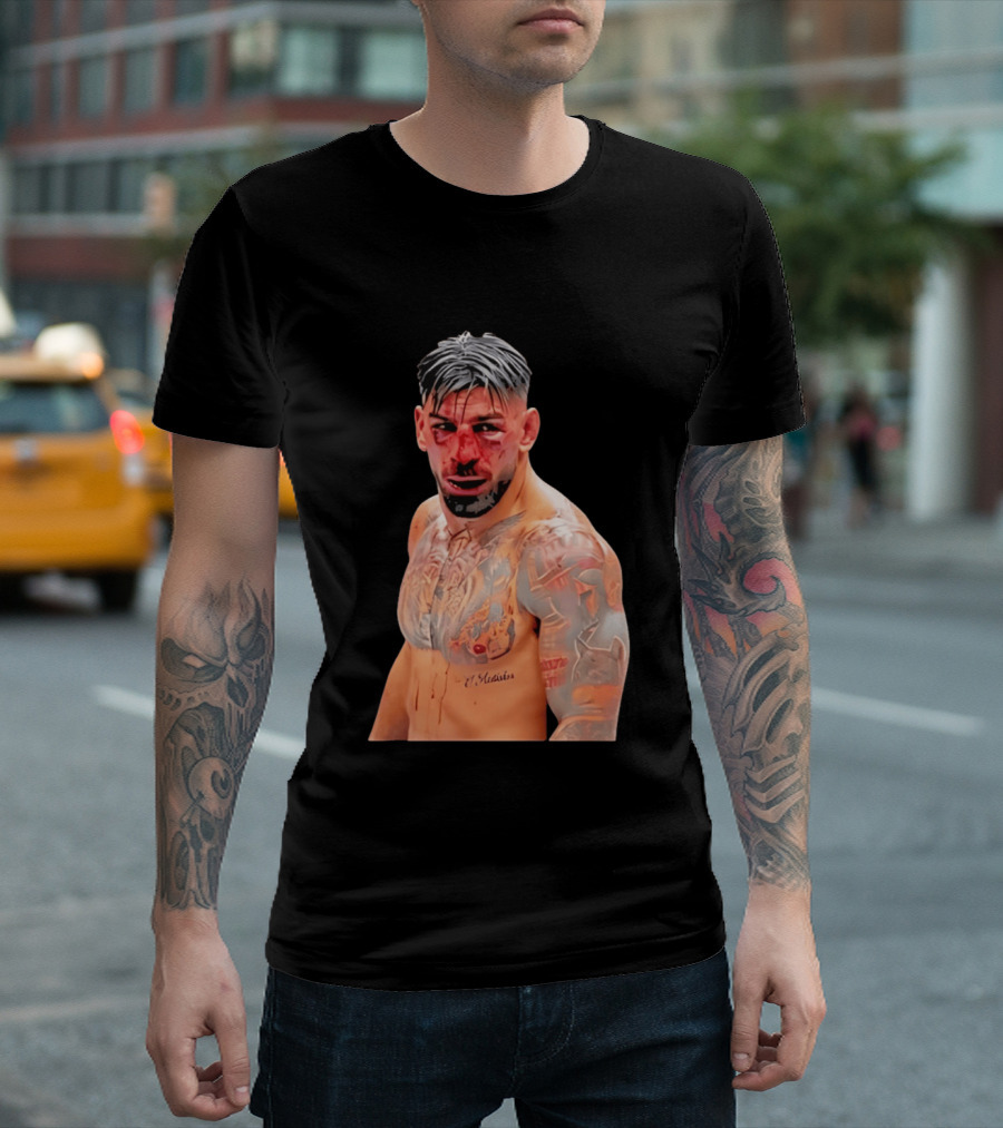 Ilia Topuria MMA Fighter Portrait Bleeding Face T-Shirt