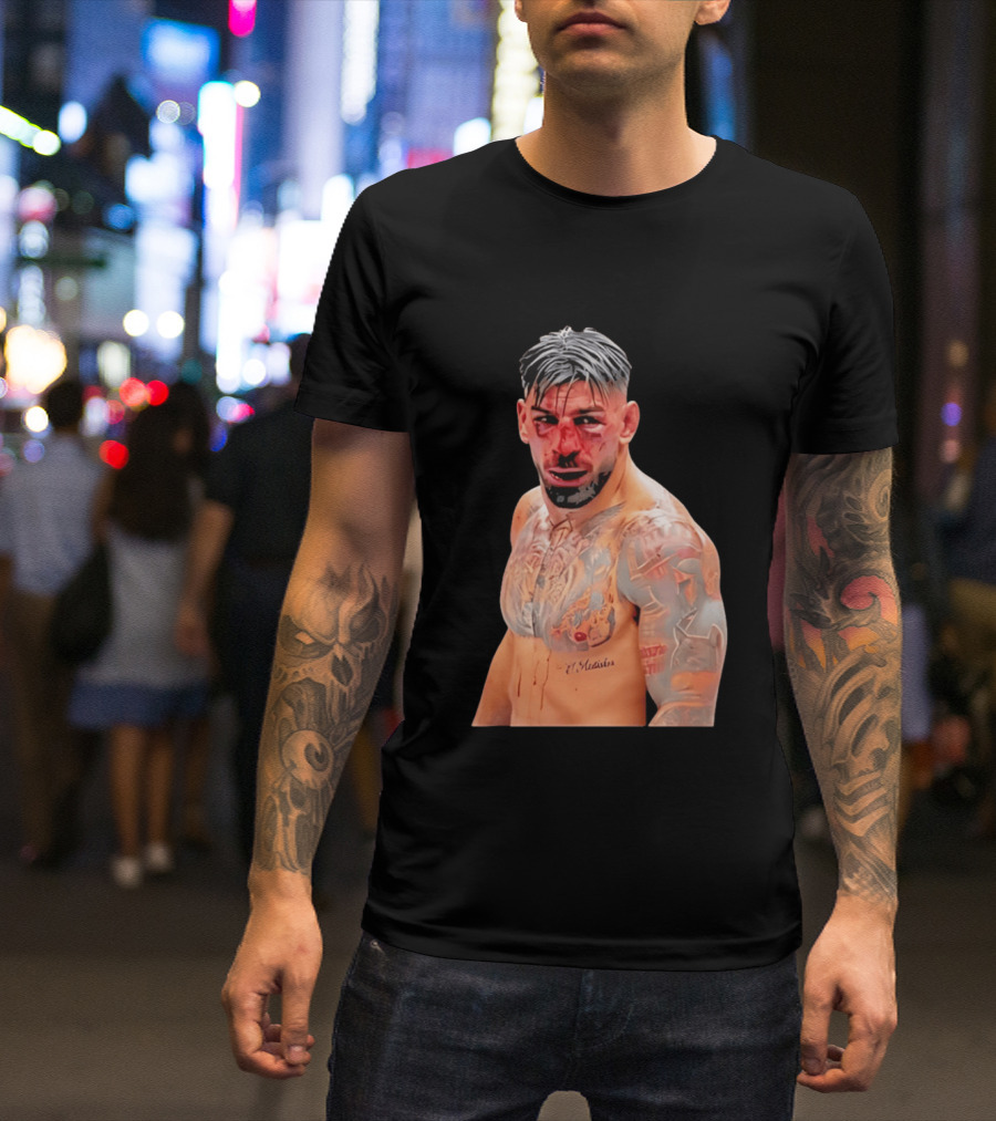 Ilia Topuria MMA Fighter Portrait Bleeding Face T-Shirt
