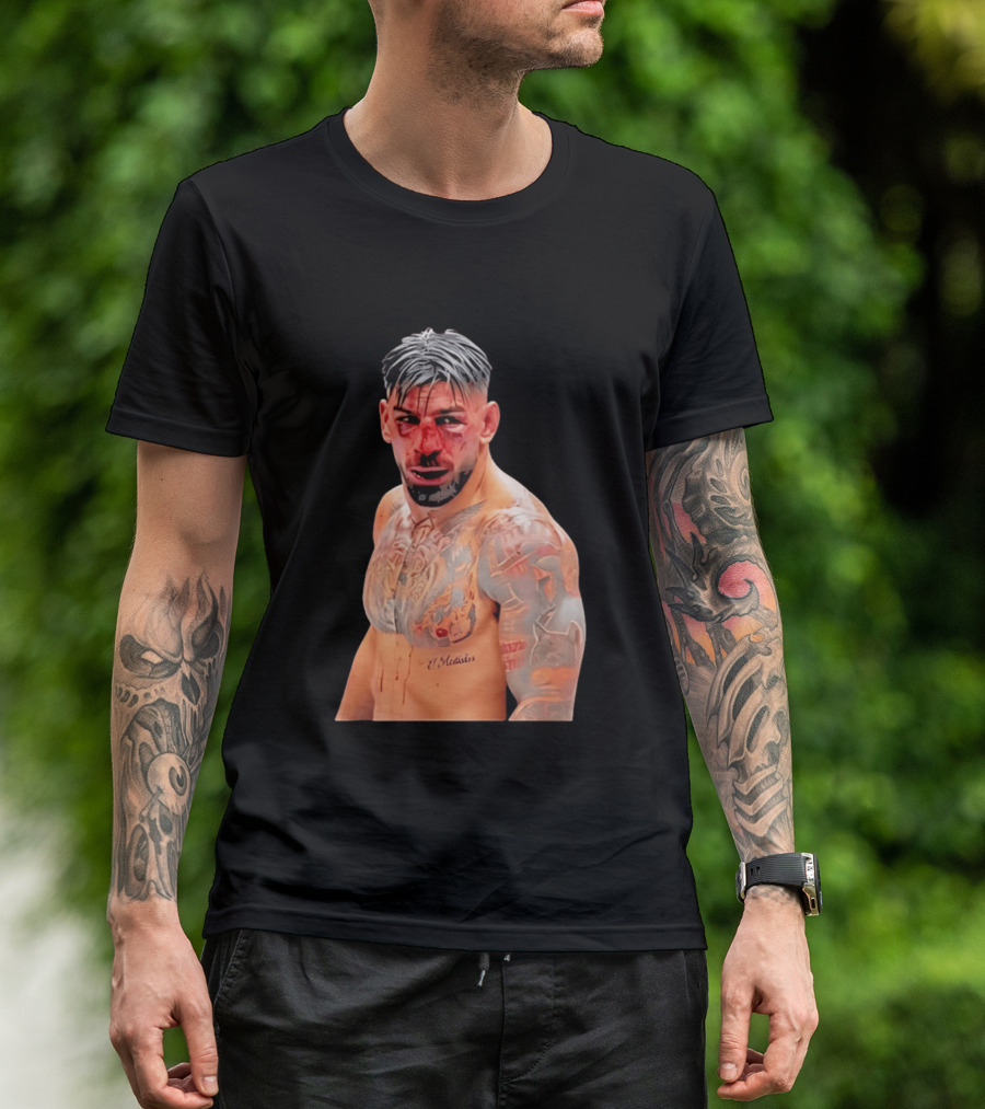 Ilia Topuria MMA Fighter Portrait Bleeding Face T-Shirt