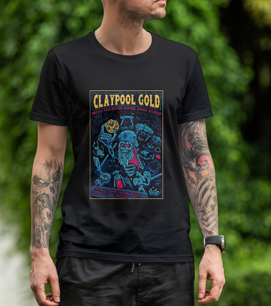 Claypool Gold Primus Frog Brigade Lennon Delirium Live Austin TX June 23 2026 T-Shirt