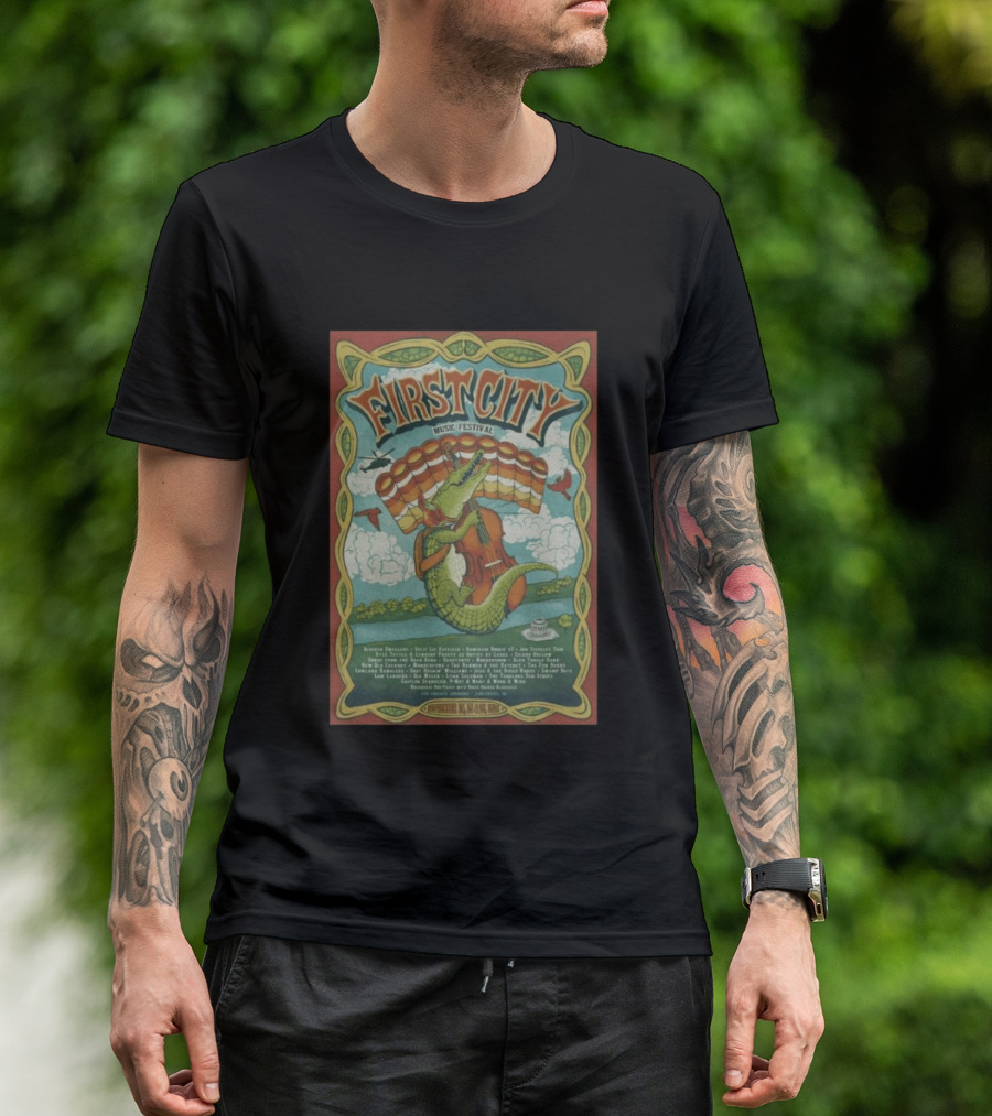 September 24th 26th 2026 First City Music Festival Vincennes IN Crocodile Playing Banjo T-Shirt