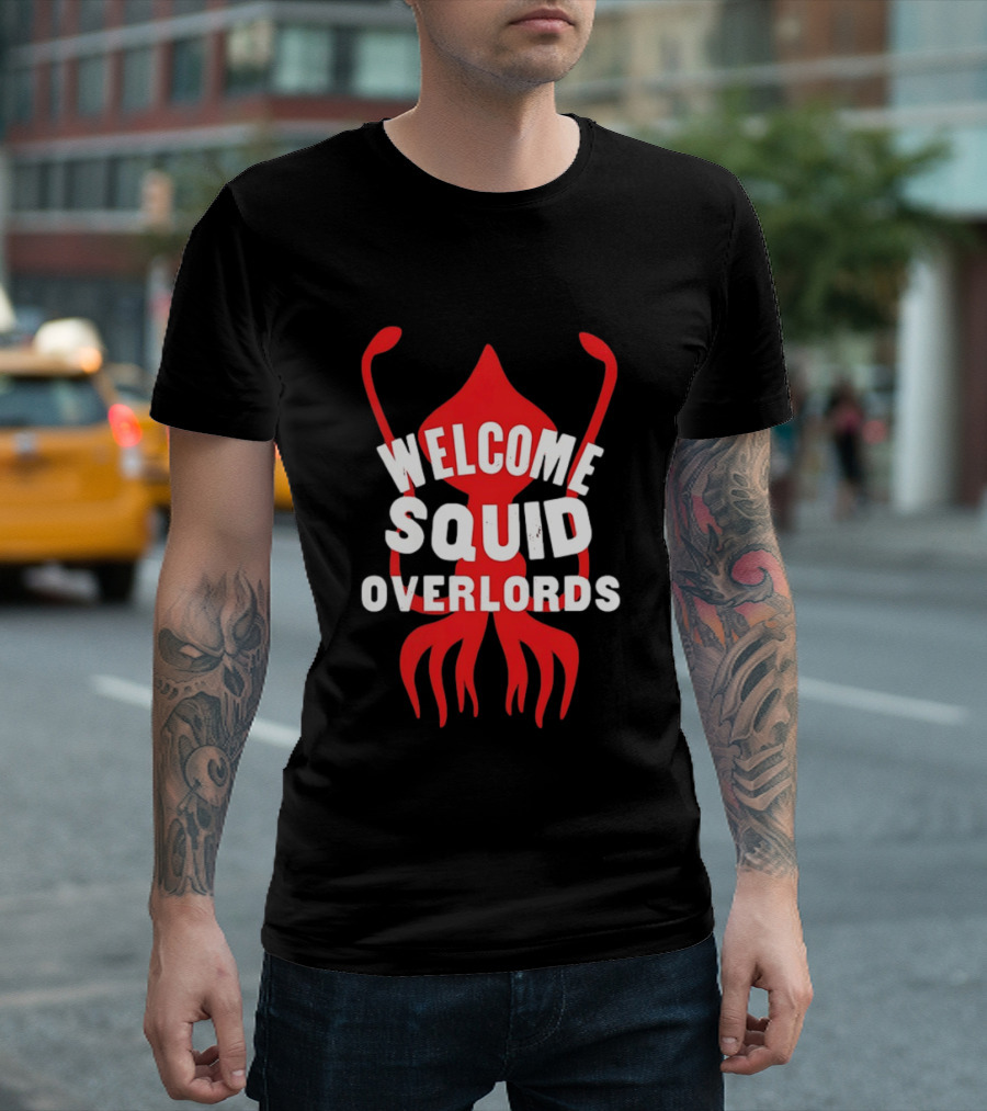 Welcome Squid Overlords Red Kraken Marine Life Ocean Biology T-Shirt