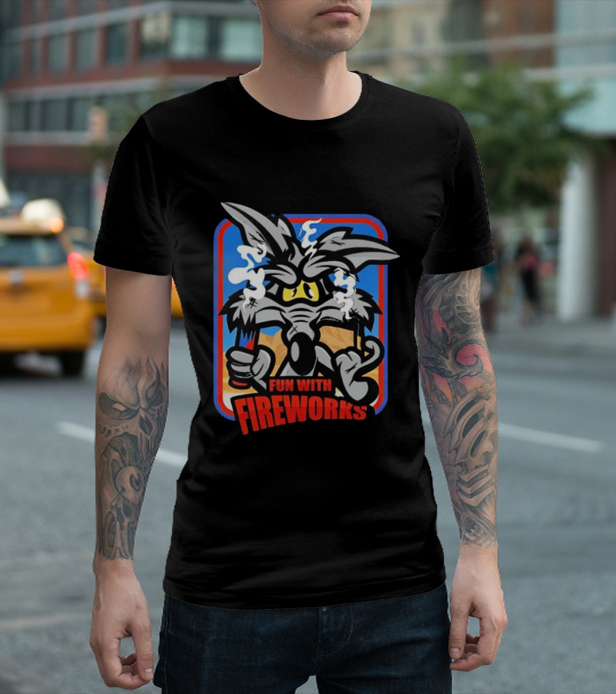 Wile E Coyote Looney Tunes Dynamite Fun With Fireworks T-Shirt