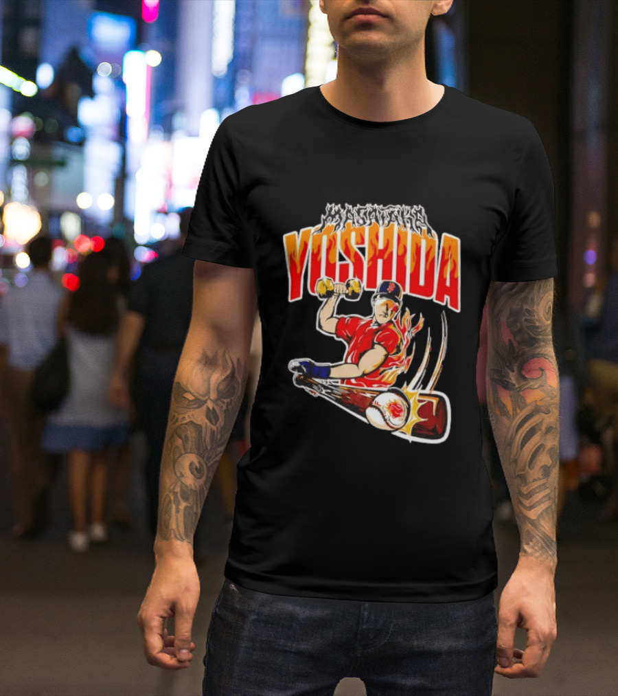 Masataka Yoshida Boston Red Sox MLB Flame Baseball T-Shirt