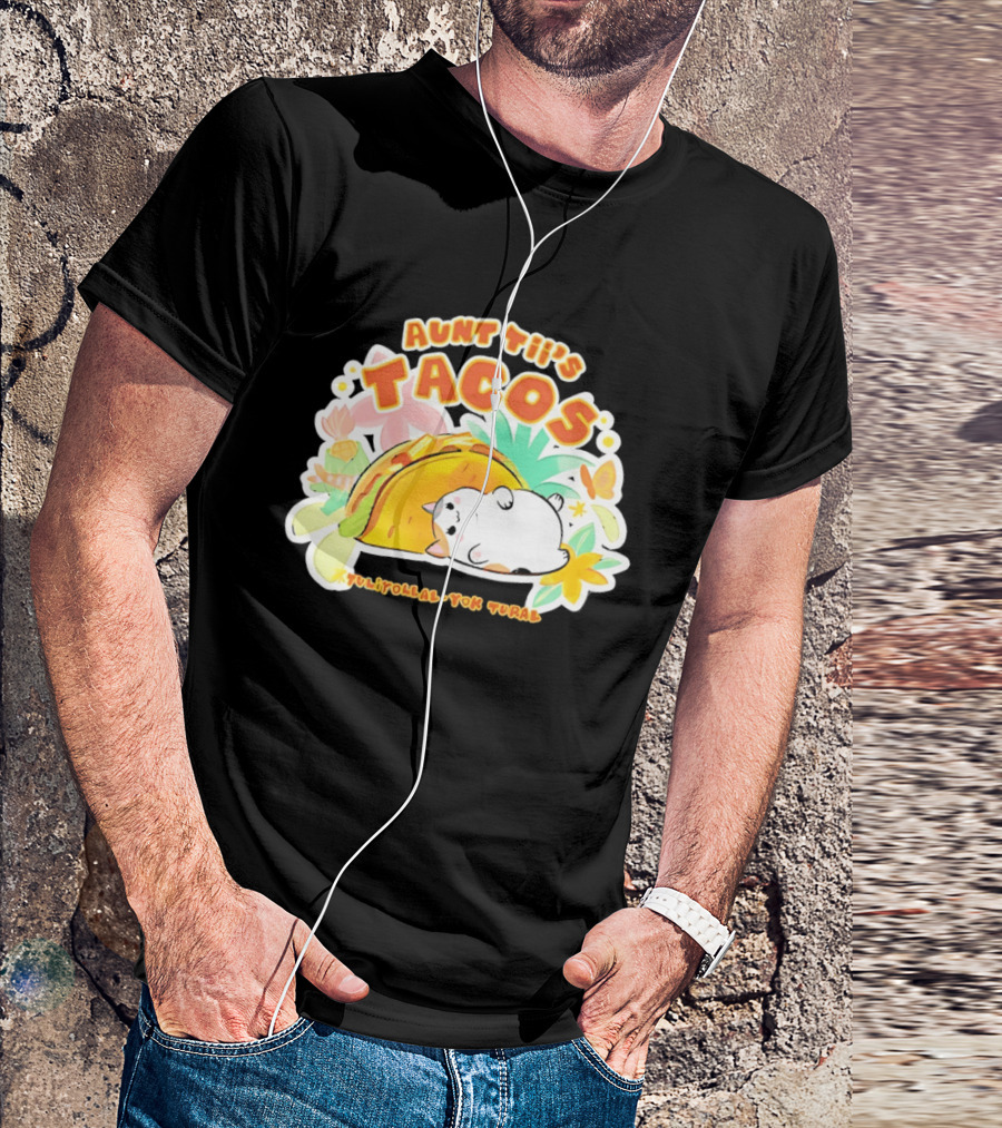 Aunt Tii's Tacos Cat Tulitollal Yok Tural Vibrant Fiesta Floral Burst T-Shirt