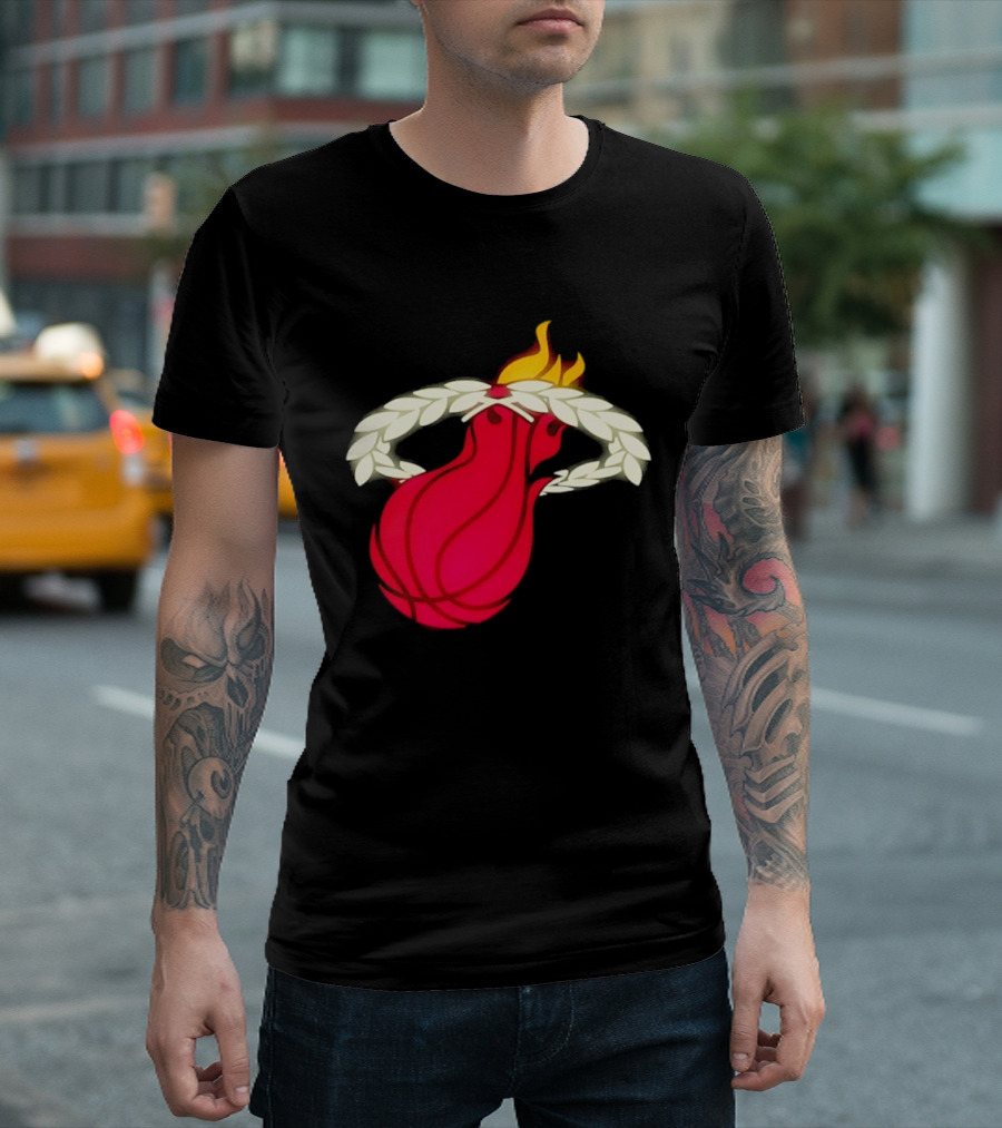 Miami Heat Flaming Basketball Wreath NBA T-Shirt