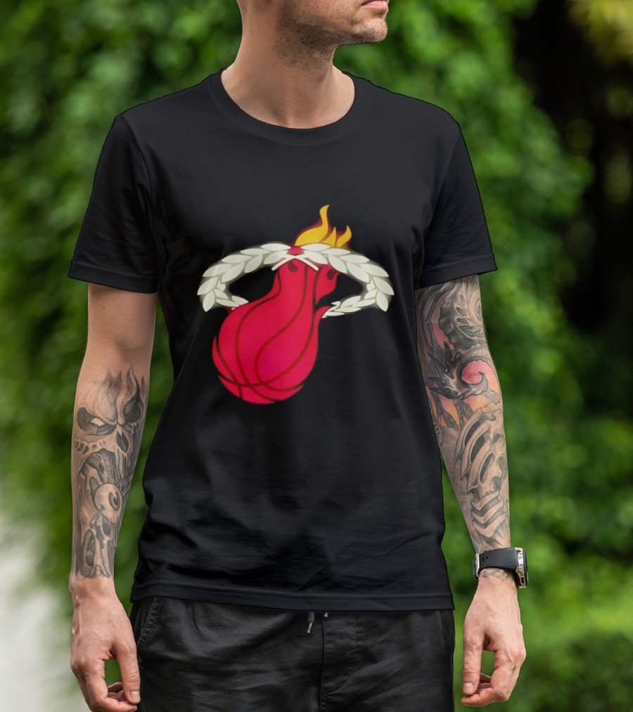 Miami Heat Flaming Basketball Wreath NBA T-Shirt