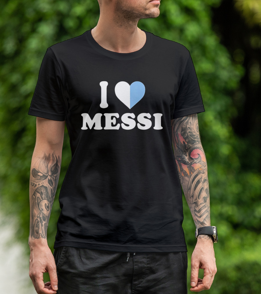 I Love Messi Argentina Flag Heart T-Shirt
