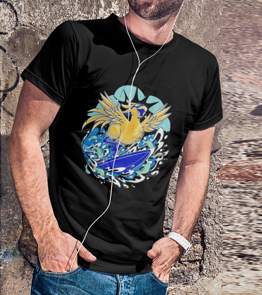 Pop Culture Wizard Surfing Yellow Bird T-Shirt