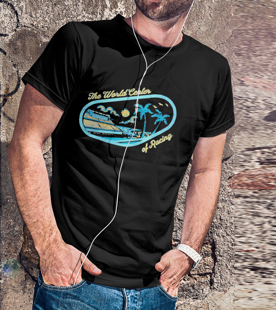 Daytona International Speedway The World Center Of Racing With Sunset And Palm Trees T-Shirt