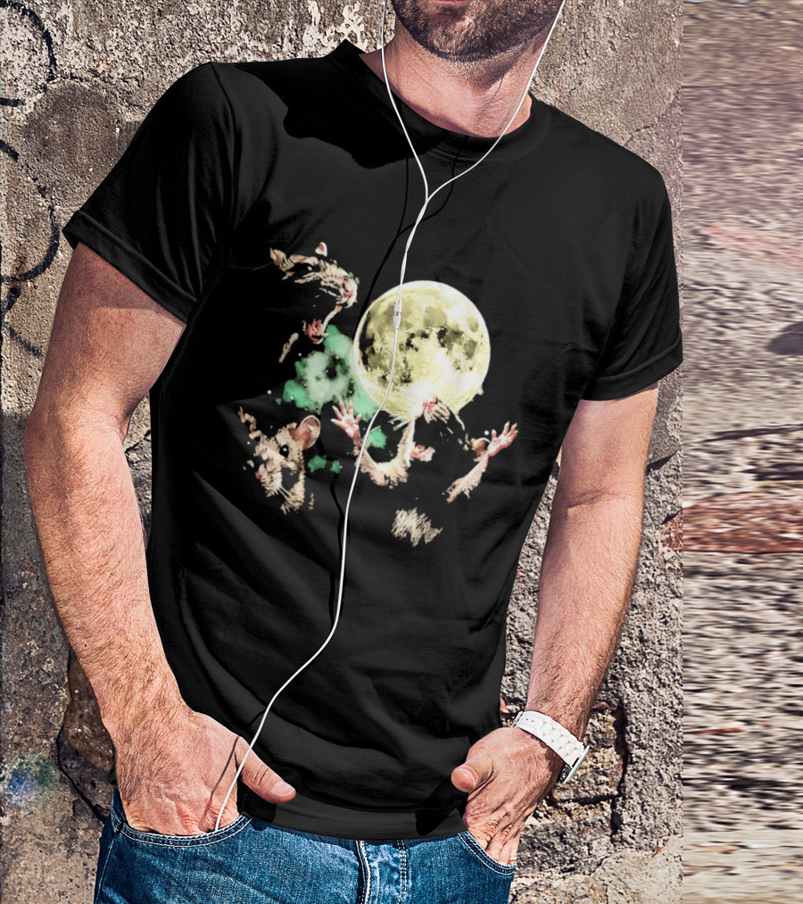 Three Rats Howling At The Full Moon Rodent T-Shirt