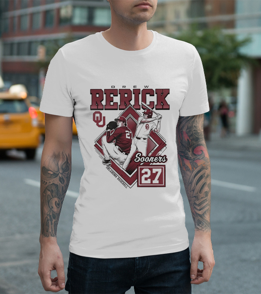 Oklahoma Sooners Drew Rerick Baseball 27 OU T-Shirt