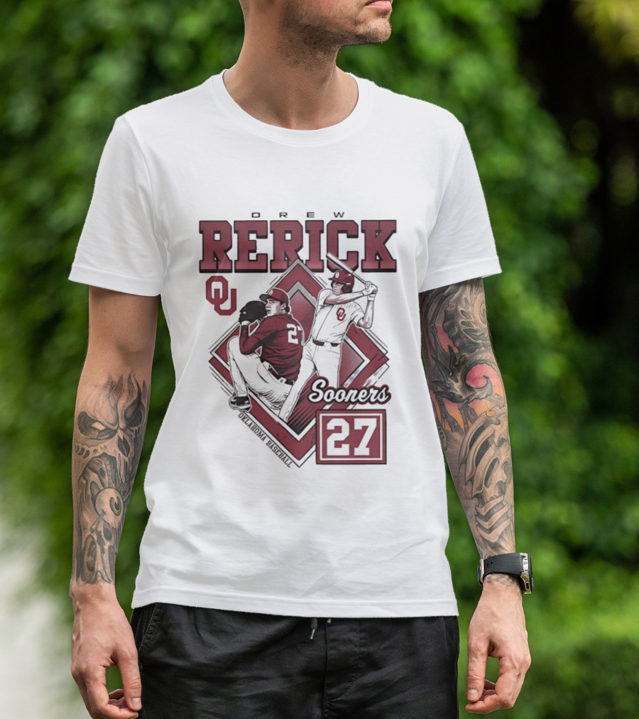 Oklahoma Sooners Drew Rerick Baseball 27 OU T-Shirt