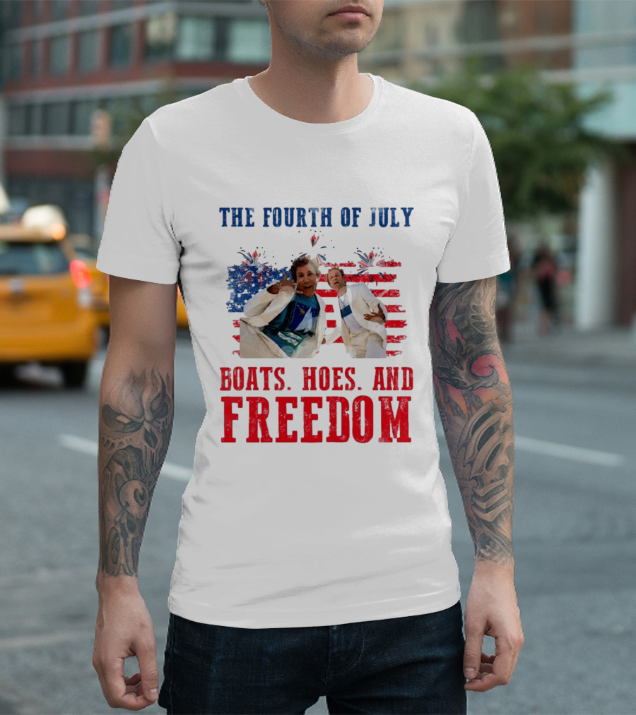 The Fourth Of July Boats Hoes And Freedom Step Brothers Boating Party T-Shirt